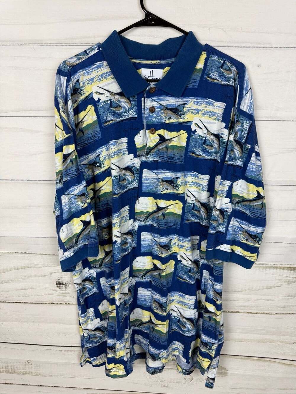 Guy Harvey by Aftco Bluewater Marlin Print Polo Shirt XXL